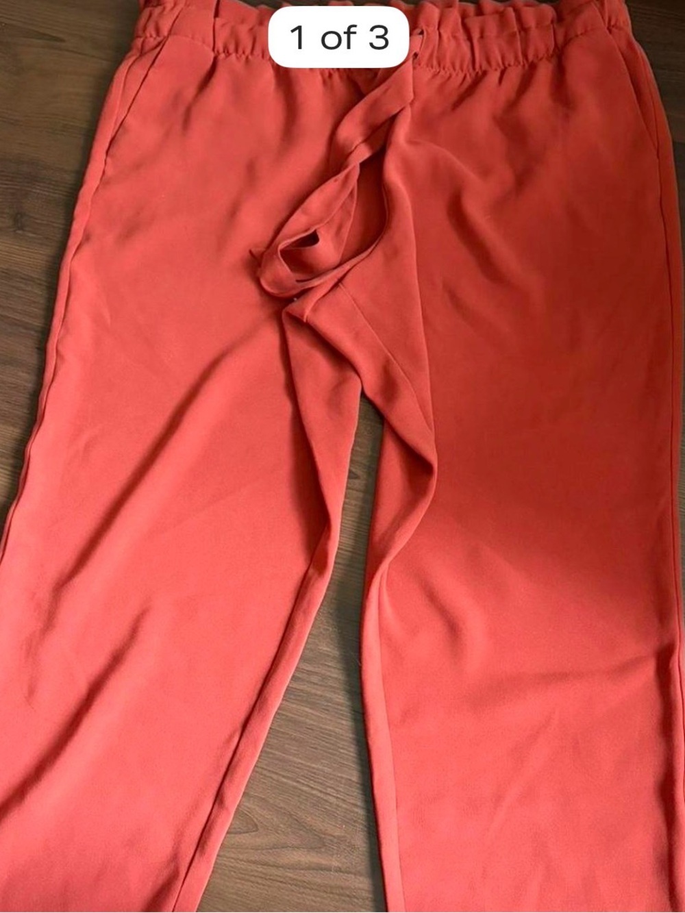 LOFT Coral-Red Paperbag Waist Track Pants